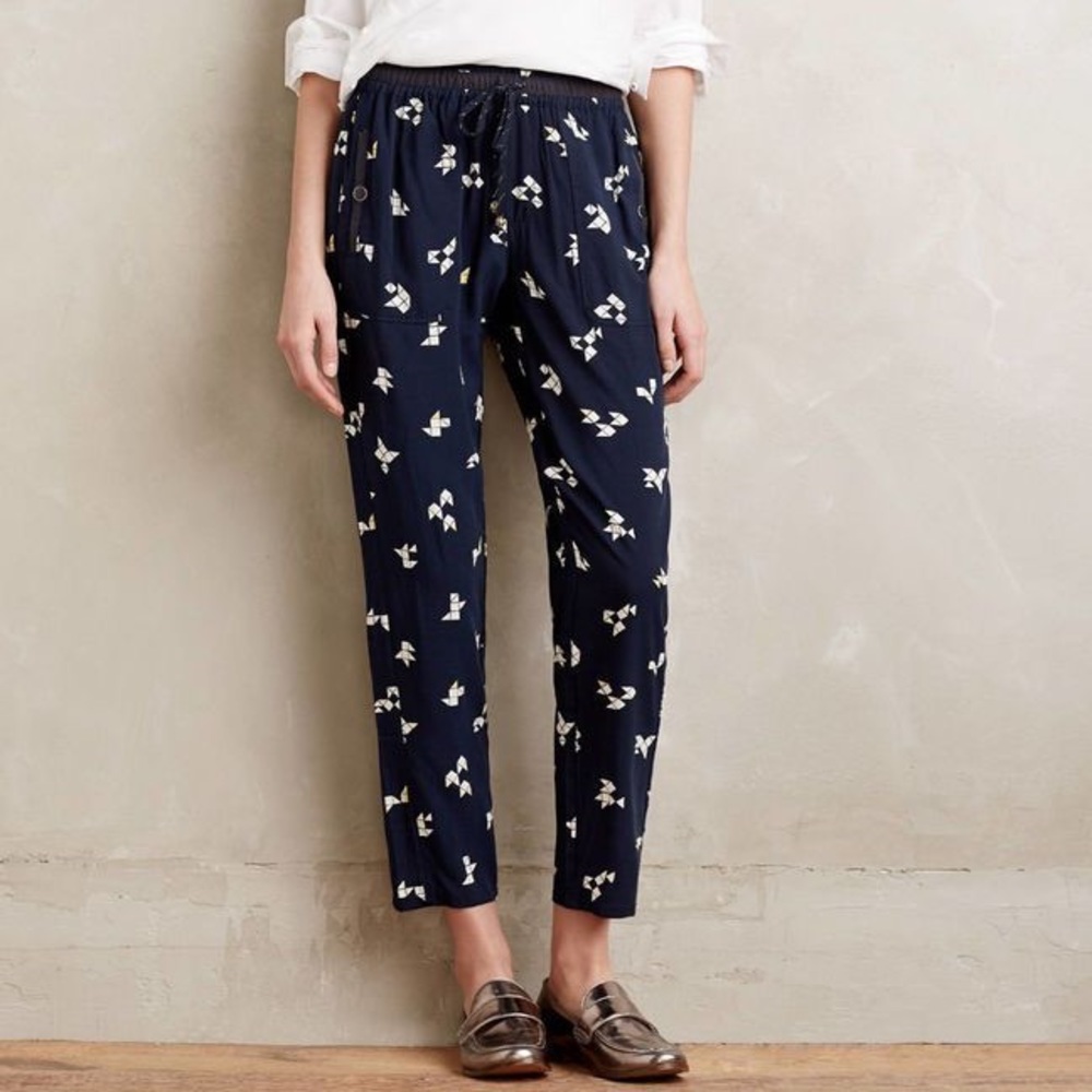 Anthropologie Hei Hei Navy Origami Jogger Pants M